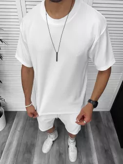 Compleu de vara, alb, triocu + pantaloni 8206A