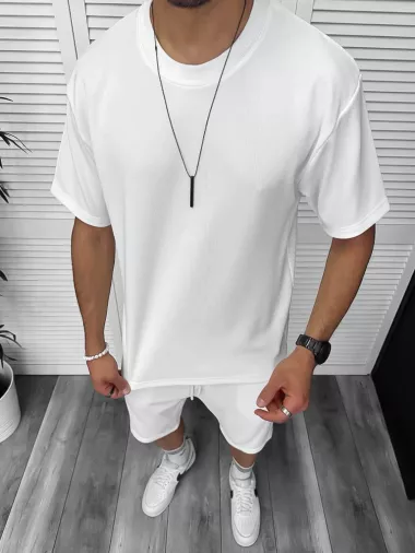 Compleu de vara, alb, triocu + pantaloni 8206A