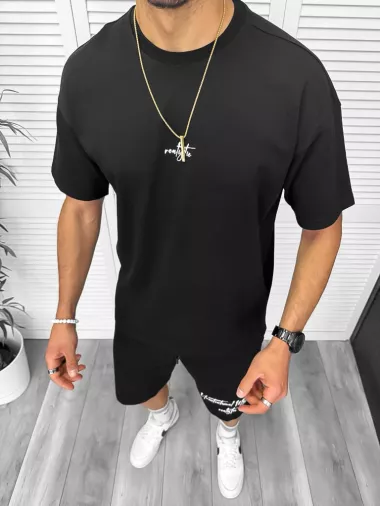 Compleu de vara, negru, tricou + pantaloni y250