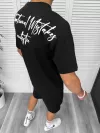 Compleu de vara, negru, tricou + pantaloni y250