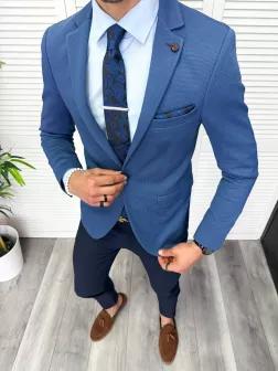 Sacou barbati slim fit, albastru 11878 41-4.1
