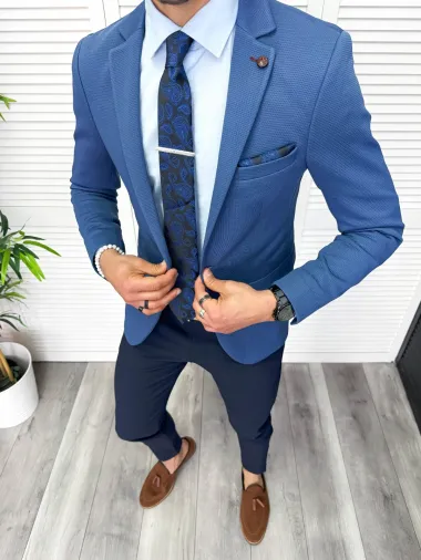 Sacou barbati slim fit, albastru 11878 41-4.1