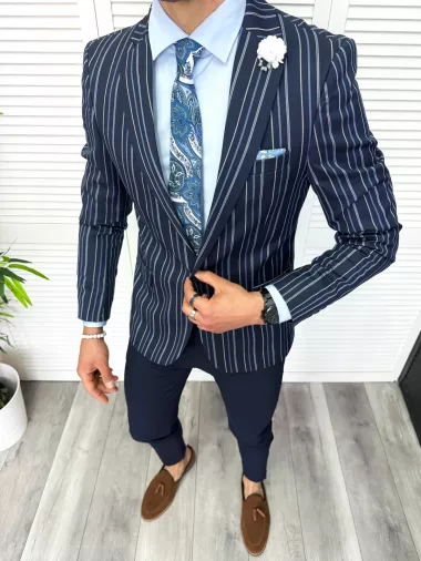 Sacou barbati slim fit, cu dungi, 638 7-5.4