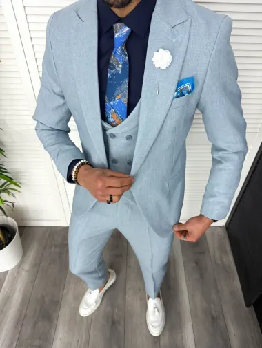 Costum barbati slim fit, albastru, 3 piese, 11838 31-5