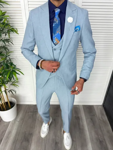Costum barbati slim fit, albastru, 3 piese, 11838 31-5
