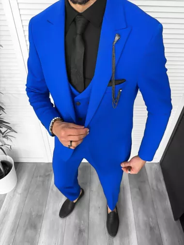Costum barbati slim fit, albastru, 3 piese, 11839 49-3