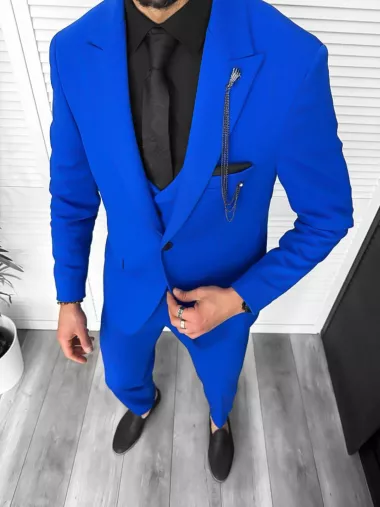 Costum barbati slim fit, albastru, 3 piese, 11839 49-3