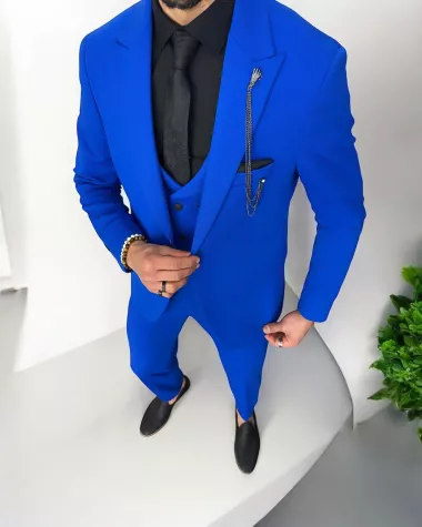 Costum barbati slim fit, albastru, 3 piese, 11839 49-3