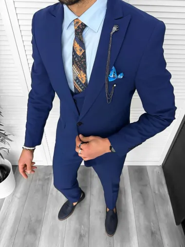 Costum barbati slim fit, bleumarin, 3 piese, 11837 33-5