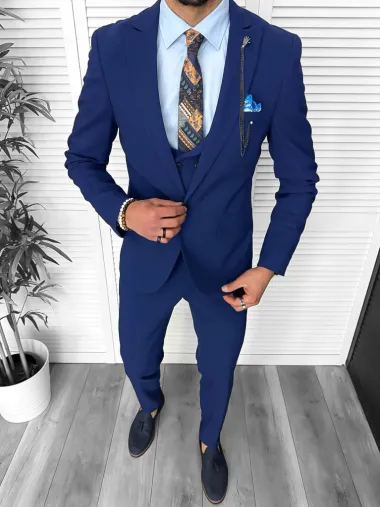 Costum barbati slim fit, bleumarin, 3 piese, 11837 33-5