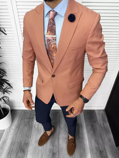 Sacou barbati slim fit, corai 11850 54-4 Sacou barbati slim fit, corai 11850 54-4