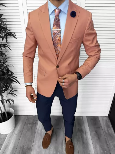 Sacou barbati slim fit, corai 11850 54-4 Sacou barbati slim fit, corai 11850 54-4