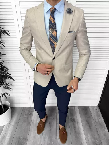 Sacou barbati slim fit, bej 11851 D3-1.1 Sacou barbati slim fit, bej 11851 D3-1.1