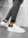 Adidasi barbati casual VIP,albi cu negru, 801