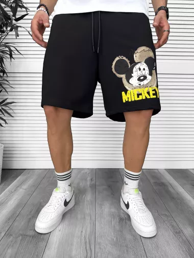 Pantaloni de trening scurti,negri , cu imprimeu Y241 O2-2.3