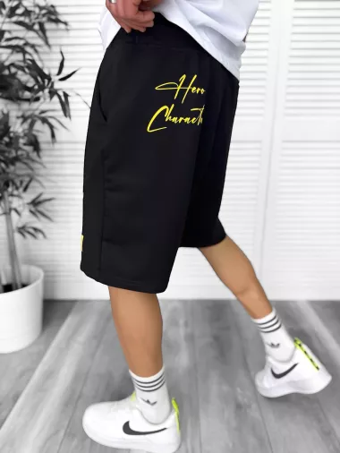 Pantaloni de trening scurti,negri , cu imprimeu Y241 O2-2.3