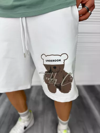 Pantaloni de trening scurti,albi , cu imprimeu Y245 O3-1.3