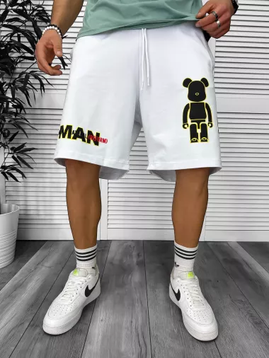 Pantaloni de trening scurti,albi , cu imprimeu Y246 N2-5.2