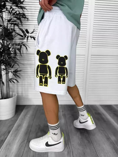 Pantaloni de trening scurti,albi , cu imprimeu Y246 N2-5.2