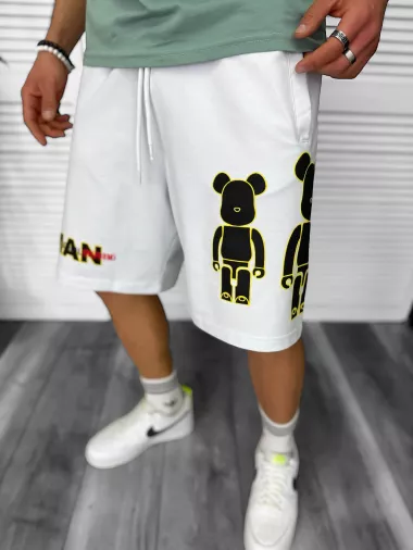 Pantaloni de trening scurti,albi , cu imprimeu Y246 N2-5.2