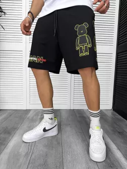 Pantaloni de trening scurti,negri, cu imprimeu Y246 N6-5.3