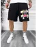 Pantaloni de trening scurti,negri, cu imprimeu Y247 O3-1.2