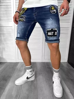 Blugi barbati scurti conici, cu stikere, 4069 H3-7