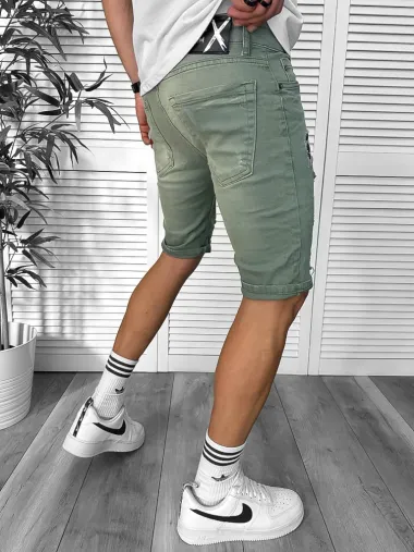 Blugi barbati scurti conici,verzi ,cu stikere 7041 H2-3