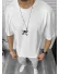 Tricou barbati alb, cu imprimeu pe spate, oversize 11823 P19-6.1