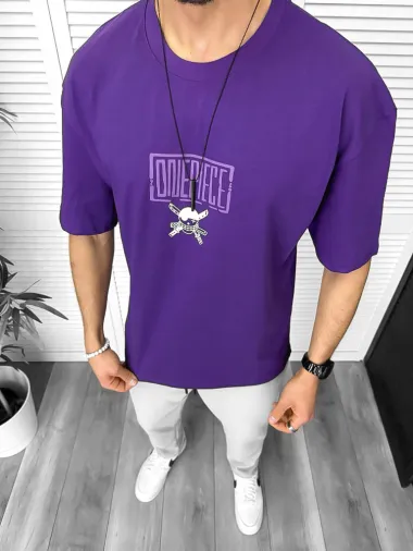 Tricou barbati mov, cu imprimeu pe spate, oversize 11823 P19-6.1