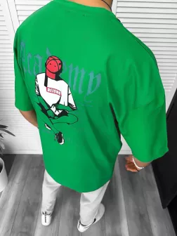 Tricou barbati verde, cu imprimeu pe spate, oversize 11825 P19-6.2 Tricou barbati verde, cu imprimeu pe spate, oversize 11825 P19-6.2