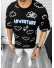 Tricou barbati negru, cu imprimeu, oversize y061 O5-6.2