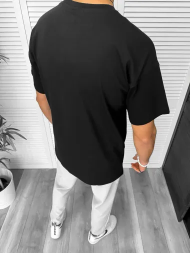 Tricou barbati negru, cu imprimeu, oversize Y171 33-5.1