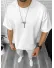 Tricou barbati alb, cu imprimeu pe spate, oversize Y250 D2-2.3