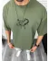 Tricou barbati kaki, cu imprimeu pe spate, oversize 11818 O5-6.1