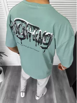 Tricou barbati vernil, cu imprimeu pe spate, oversize 11818 O5-7.2 Tricou barbati vernil, cu imprimeu pe spate, oversize 11818 O5-7.2