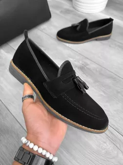 Mocasini barbati negri, tapla subtire, piele eco, comozi 12223 N17-3