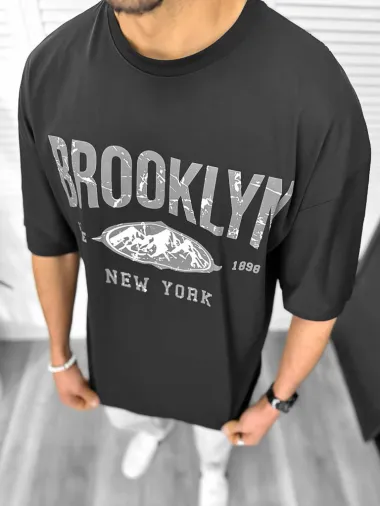 Tricou barbati negru, cu imprimeu pe spate, oversize 11815 D3-3.4