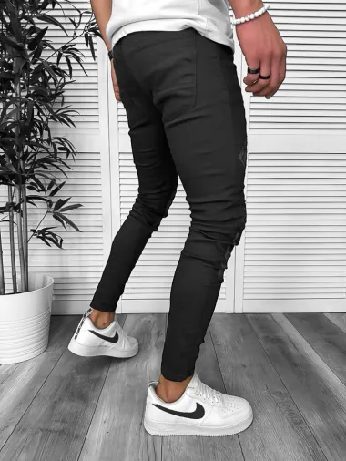 Blugi barbati conici, imprimeu si stikere, 1253 H1-4