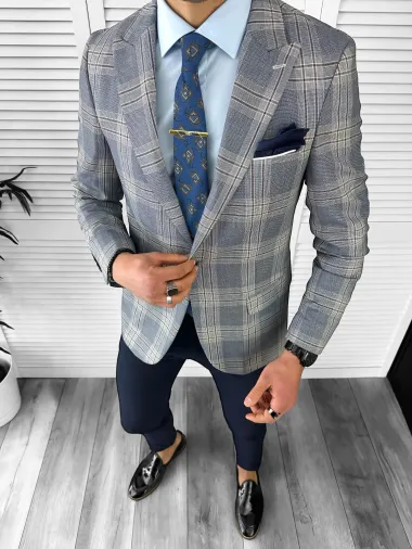 Sacou barbati slim fit in carouri 11621 X