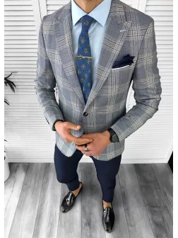 Sacou barbati slim fit in carouri 11621 X Sacou barbati slim fit in carouri 11621 X