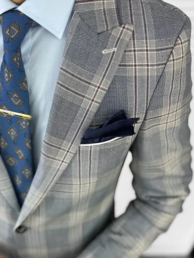 Sacou barbati slim fit in carouri 11621 X