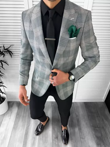 Sacou barbati slim fit in carouri 11811 X