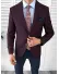 Sacou barbati slim fit, grena cu carouri, 3562