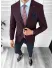 Sacou barbati slim fit, grena cu carouri, 3562