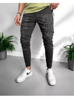 Blugi barbati conici negri cu imprimeu 1251 G4-5