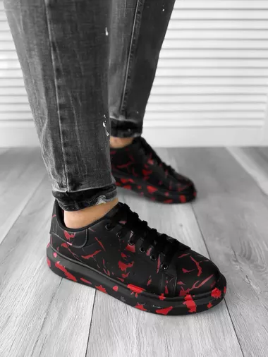 Adidasi barbati casual cu imprimeu rosu 5577 T2-4