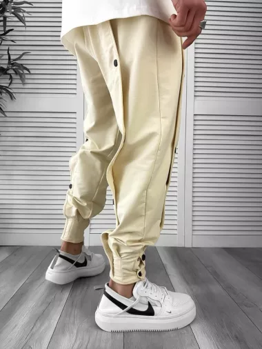 Pantaloni de trening bej, conici Y361 100-1.3