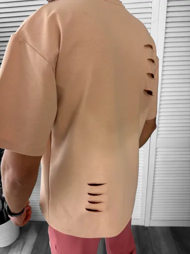 Trening barbati maro oversize cu imprimeu pantaloni + bluza 13029 O4-1.2