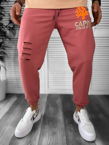 Trening barbati maro oversize cu imprimeu pantaloni + bluza 13029 O4-1.2